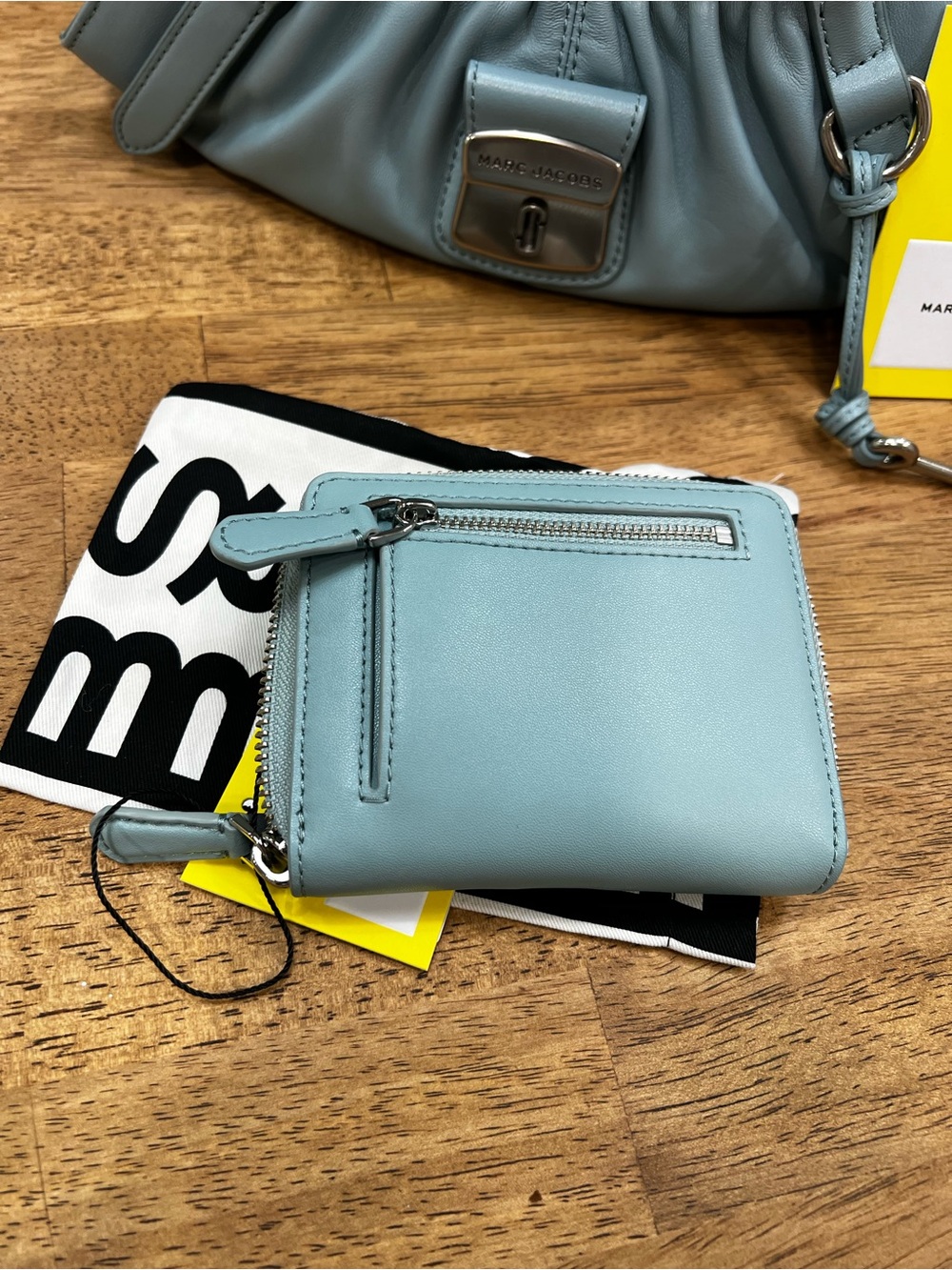 Marc Jacobs sky blue Leather Ruched Top-Handle Satchel with Matching Wallet - Picture 9 of 15